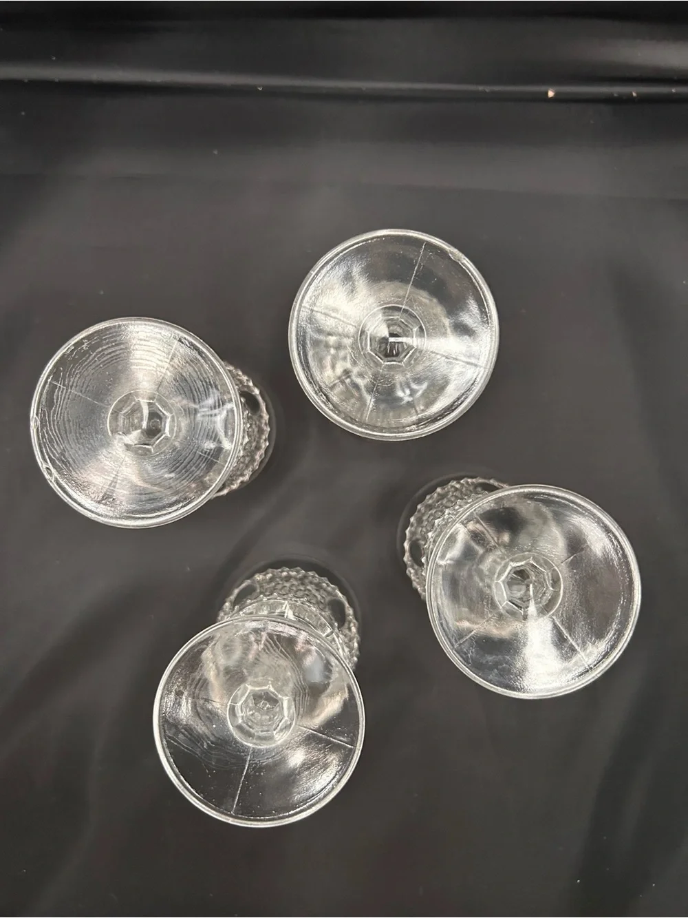 Vintage Anchor Hocking 4 Small, 2oz Wexford Stemmed Cordial Glasses. 4 In Tall
